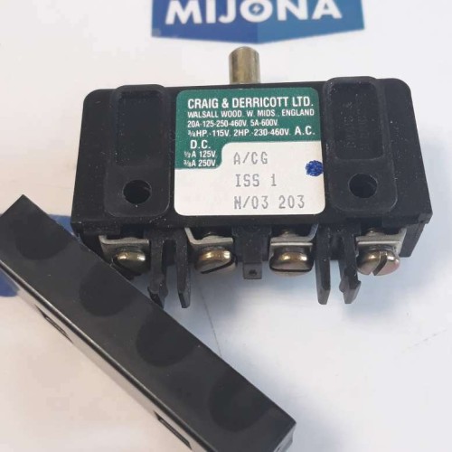 Craig & Derricott A/CG ISS 1 20A-125/250/460V 5A-600V Miniswitch (NEW OLD STOCK)