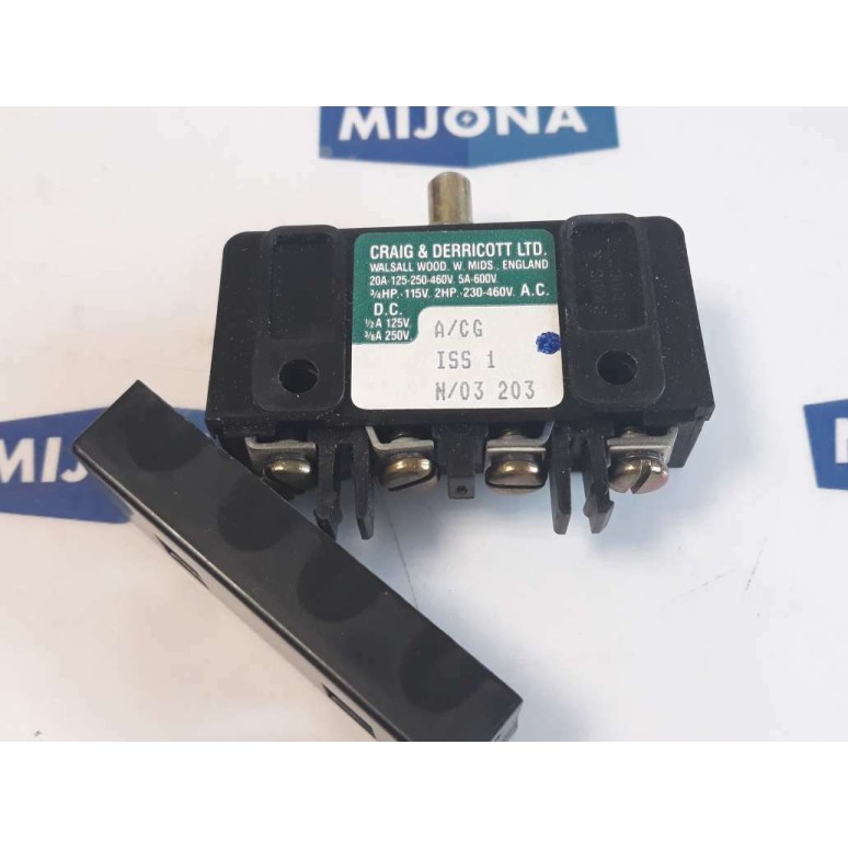Craig & Derricott A/CG ISS 1 20A-125/250/460V 5A-600V Miniswitch (NEW OLD STOCK)