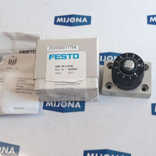Festo GRP 70 1 8 AL 542022 E072 One-Way Flow Control Valve (NEW OLD STOCK)