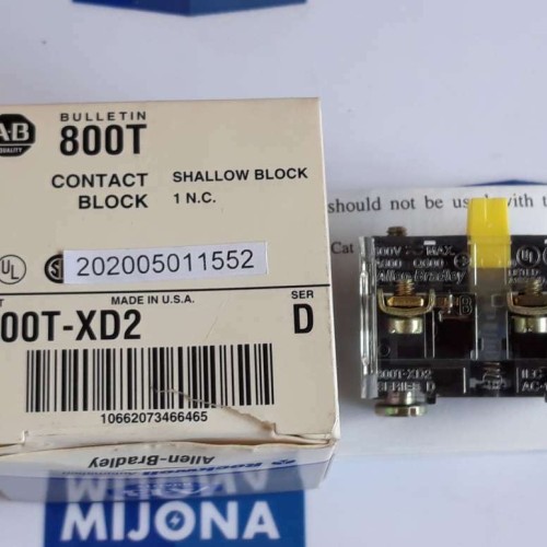 ALLEN BRADLEY 800T XD2 Contact shallow block SER D 600V AC