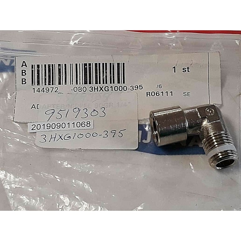 ABB 3HXG1000 395 Adapter nippel 90GR 1/4 R06111 (New old stock) ABB 3HXG1000 395 Adapter nippel 90GR 1/4 R06111 (New old stock)