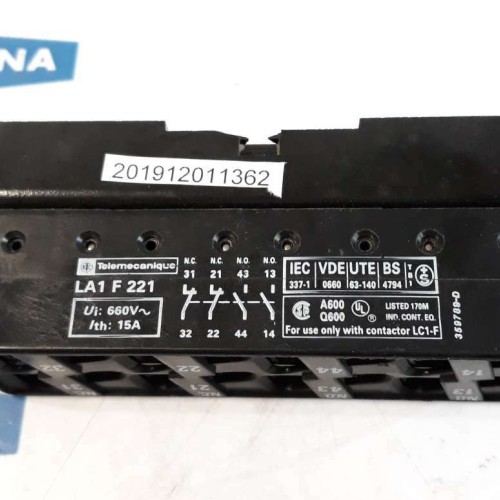 Telemecanique LA1 F221 660V 15A AUXILIARY CONTACT FOR REVERSING CONTACTOR F-LINE