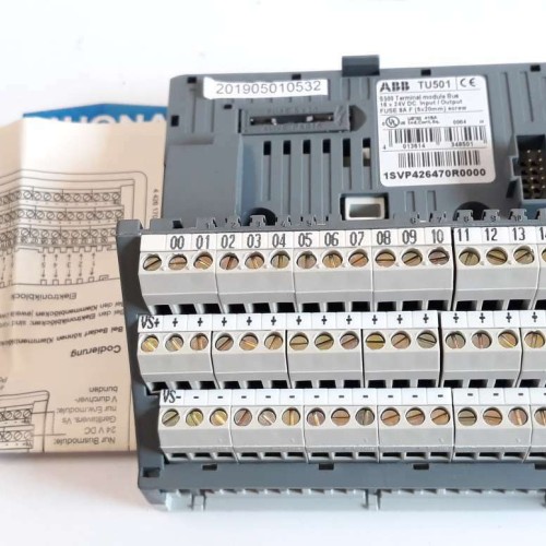 ABB S500 TERMINAL MODULE BUS TU501 16X24 V DC input/output FUSE 8A F (5X20mm)