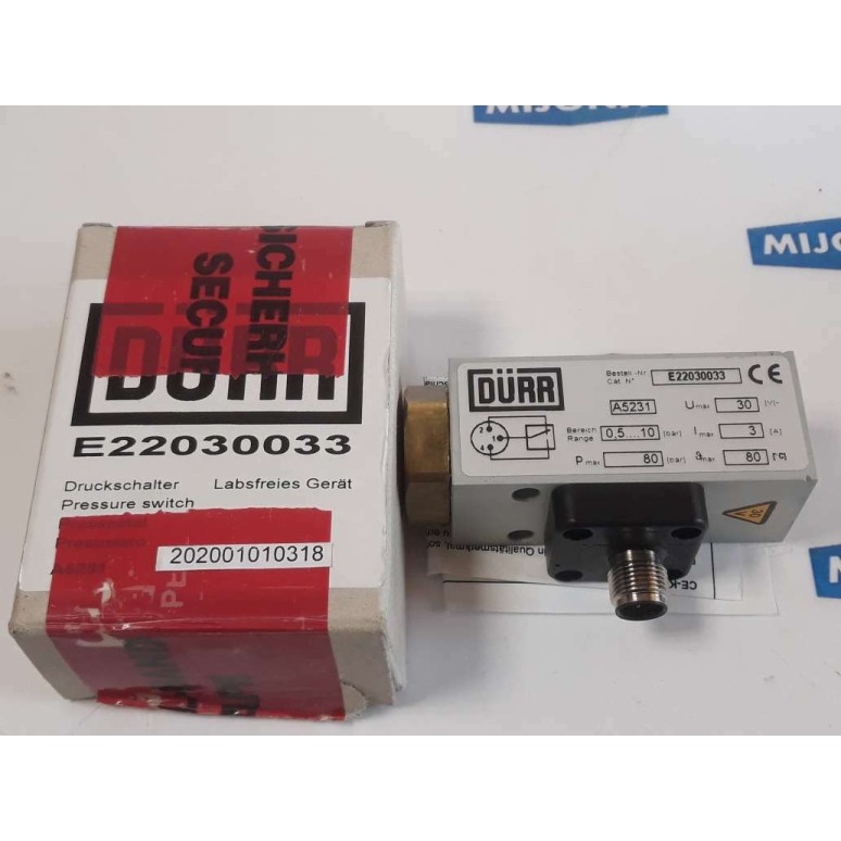 Dürr E22030033 0,5-10BAR 3A 30V MAX 80BAR T 80°C II 3 GD EEx nAC IIC T6 IP67
