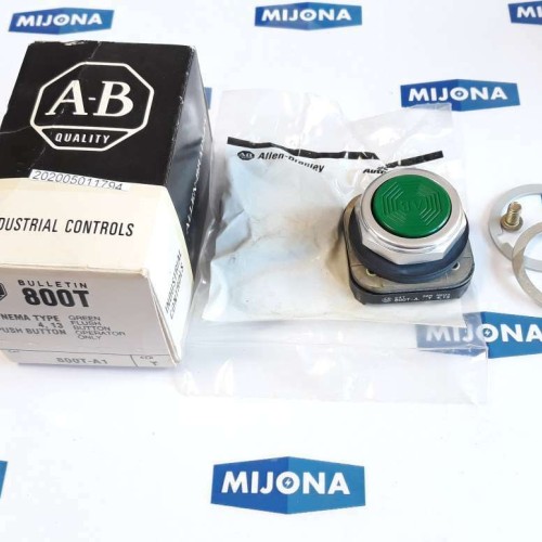 ALLEN BRADLEY 800T A1 NEMA TYPE 4 13 GREEN FLUSH BUTTON OPERATOR ONLY SER T