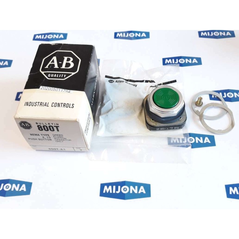 ALLEN BRADLEY 800T A1 NEMA TYPE 4 13 GREEN FLUSH BUTTON OPERATOR ONLY SER T