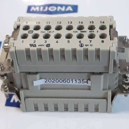 HARTING HAN 16E F / HAN 16E M 16A 500V 6KV SH 12 CONNECTOR NEW OLD STOCK