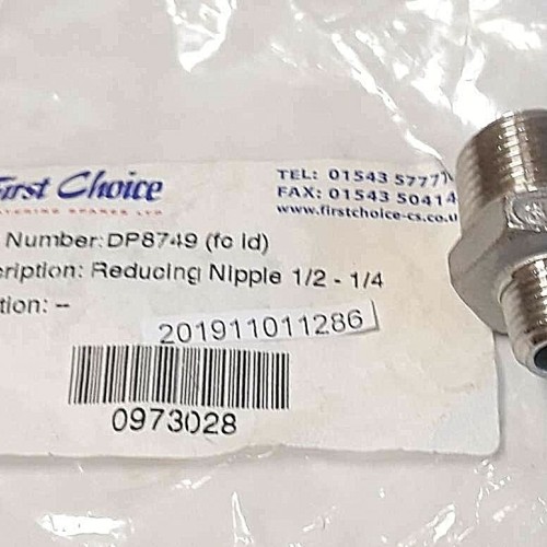 Reducing nipple 1/2 - 1/4 316 Stainless Steel