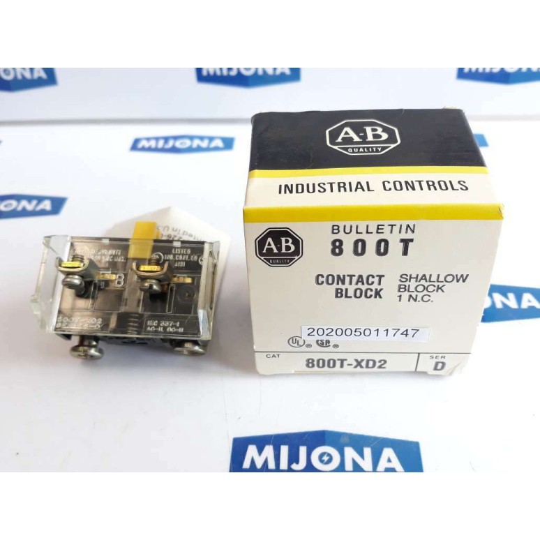 ALLEN BRADLEY 800T XD2 Contact shallow block SER D 600V AC