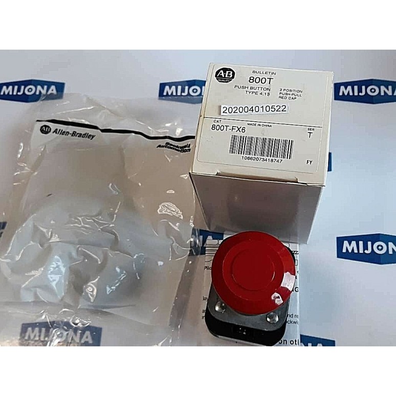 ALLEN BRADLEY 800T FX6 PUSH BUTTON TYPE 4 13 2POSITION PUSH-PULL RED CAP SER T