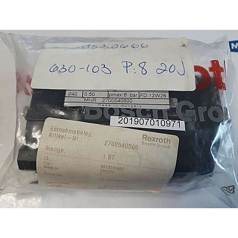 Bosch REXROTH MNR 2700540500 D=40 S 50 8BAR 12W26 0670