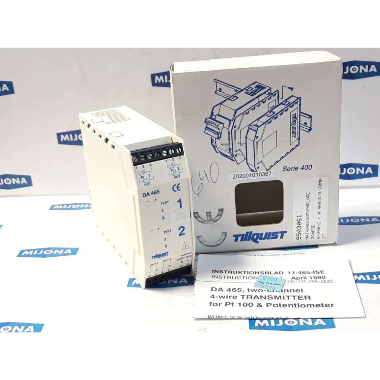 TILLQUIST DA 465 Typ: DA465 E SUPPLY: 230V AC SERIE: 400