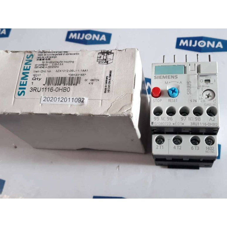 SIEMENS 3RU1116 0HB0 OVERLOAD RELAY 690V 50HZ AC 15 DC 13 0.55-0.8A