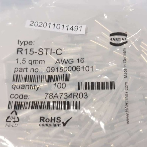 Preis pro 5 Stück Harting R15 STI C Stiftkontakt 1,5mm² AWG 16 09150006101 Preis pro 5 Stück Harting R15 STI C Stiftkontakt 1,5mm² AWG 16 09150006101