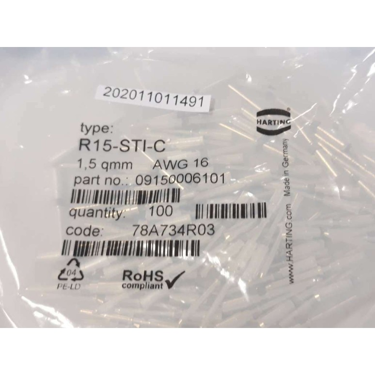 Preis pro 5 Stück Harting R15 STI C Stiftkontakt 1,5mm² AWG 16 09150006101