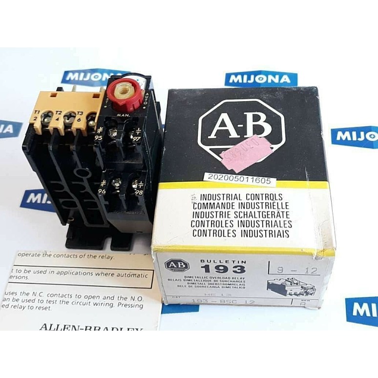 ALLEN BRADLEY 193 BSC 12 SER A BIMETALILIC OVERLOAD RELAY 9-12A NEW OLD STOCK