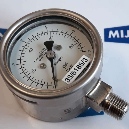 WIKA 7434930 ME200571 0-80bar MOD1775A manometer 33/6185/3 316 SS new old stock