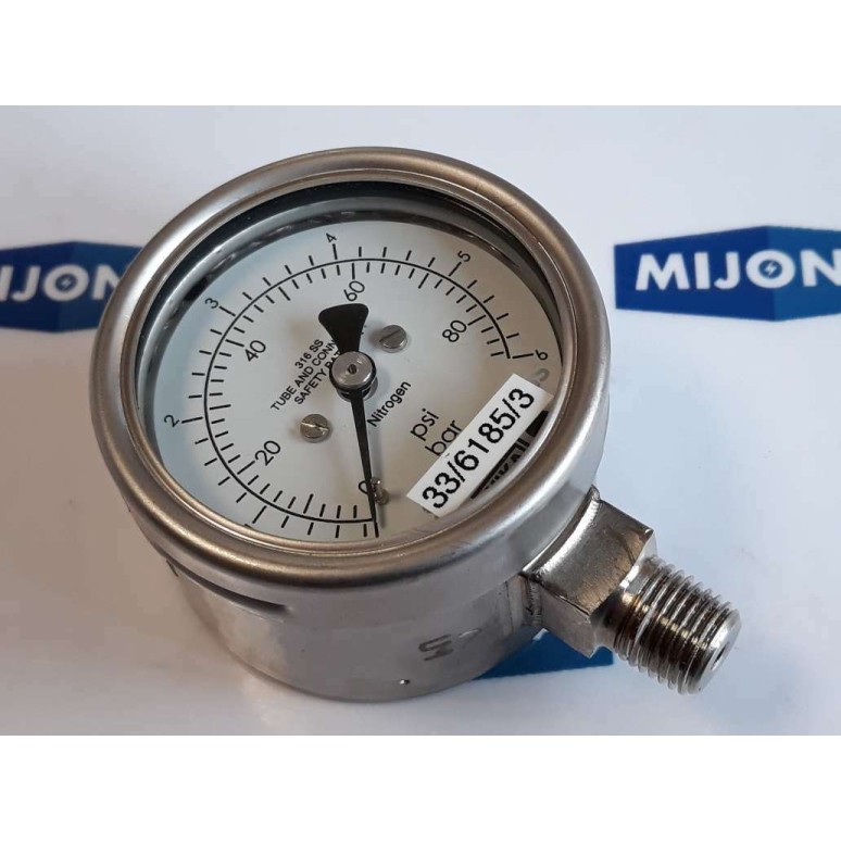 WIKA 7434930 ME200571 0-80bar MOD1775A manometer 33/6185/3 316 SS new old stock