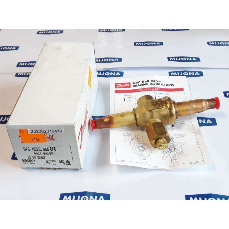 DANFOSS HFC HCFC AND CFC BALL VALVE 3/8 ODF SOLDER 009G5021 NEW OLD STOCK