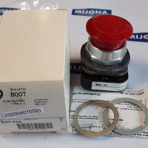 ALLEN BRADLEY 800T FX6 PUSH BUTTON TYPE 4 13 2POSITION PUSH-PULL RED CAP SER T