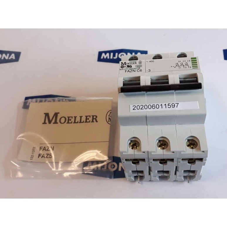 Moeller FAZN C6 3 miniature circuit breaker 5KA 277/480VAC (NEW OLD STOCK) Moeller FAZN C6 3 miniature circuit breaker 5KA 277/480VAC (NEW OLD STOCK)