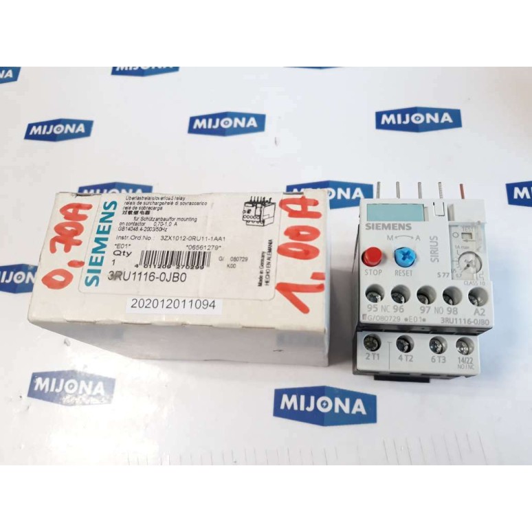 SIEMENS 3RU1116 0JB0 OVERLOAD RELAY 690V 50HZ AC 15 DC 13 0.7-1A