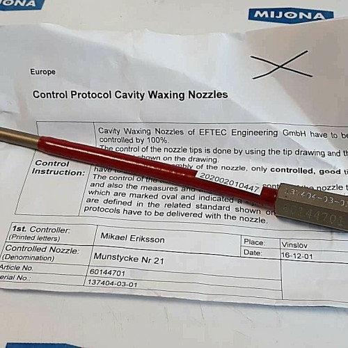 EFTEC 60144701 137404 03 01 control protocol cavity waxing nozzle(New old stock) EFTEC 60144701 137404 03 01 control protocol cavity waxing nozzle(New old stock)