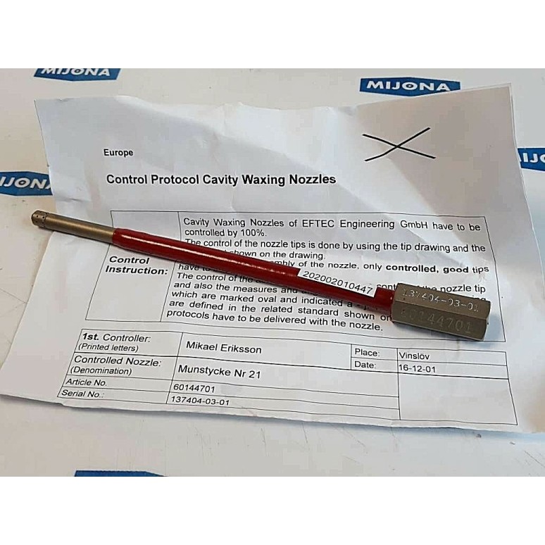 EFTEC 60144701 137404 03 01 control protocol cavity waxing nozzle(New old stock)