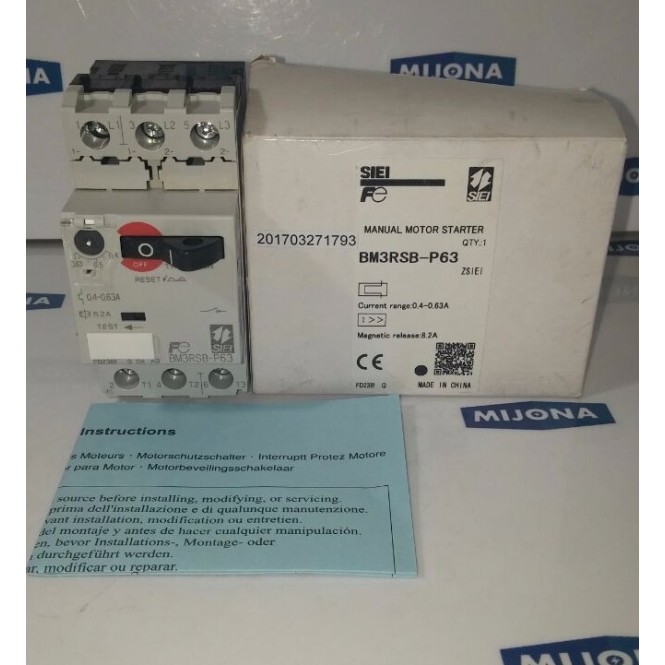 SIEI / FUJI ELECTRIC MANUAL MOTOR STARTER BM3RSB-P63 8.2A