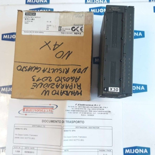 SIEMENS simatic S7 6ES7 321 1BH02 0AA0 DI 16XDC24V 6ES7321-1BH02-0AA0