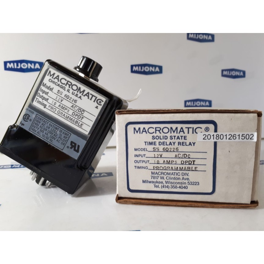 Macromatic SS-60226 Programmable Time Delay Relay 12vac/dc