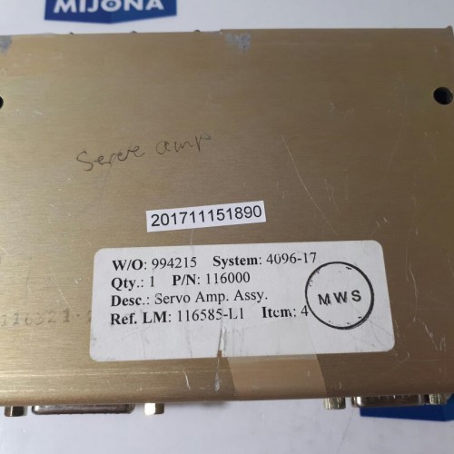 Sea tel Replacement 116000 rav H Servo Amplifier W/O 994215 System: 4096-17
