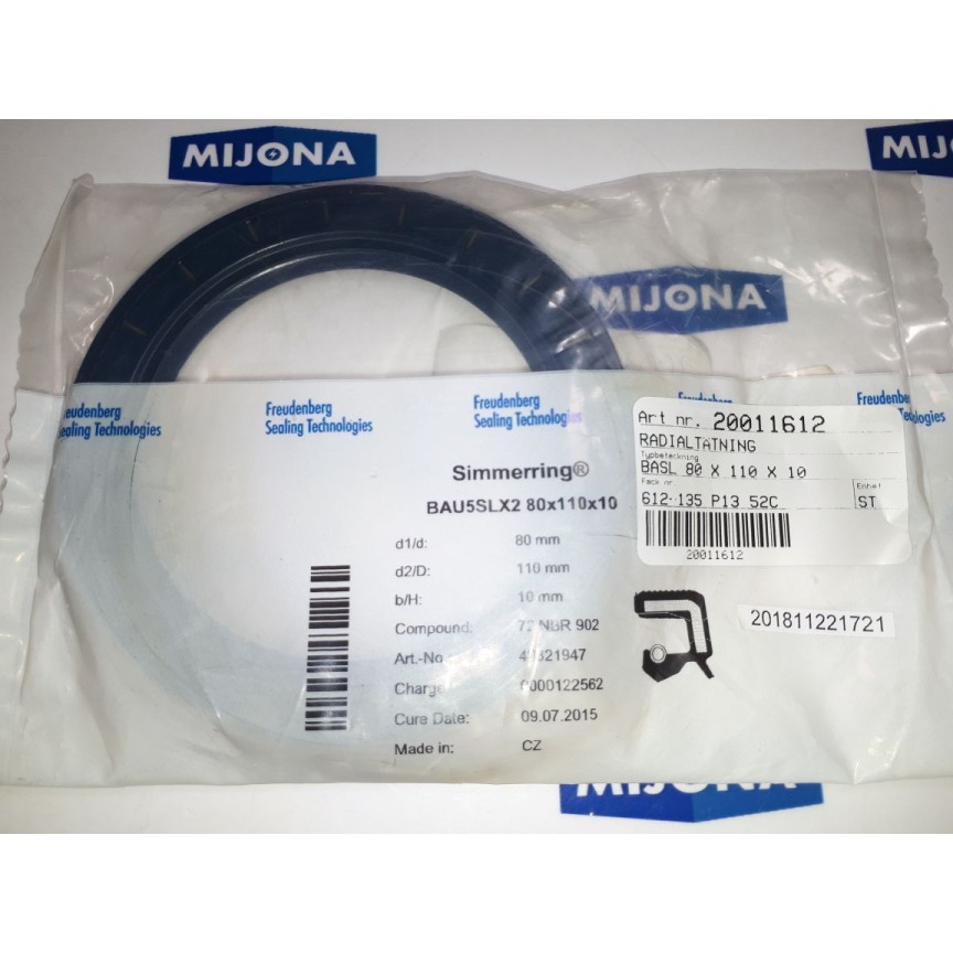 Simmerring BAU5SLX2 80x110x10 Simmerring BAU5SLX2 80x110x10