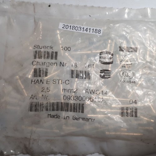Preis pro 5 Stück Harting HAN E Stiftkontakt 2,5mm² 09330006102 (new old stock) Preis pro 5 Stück Harting HAN E Stiftkontakt 2,5mm² 09330006102 (new old stock)