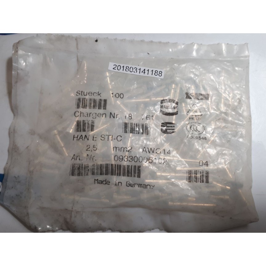 Preis pro 5 Stück Harting HAN E Stiftkontakt 2,5mm² 09330006102 (new old stock)