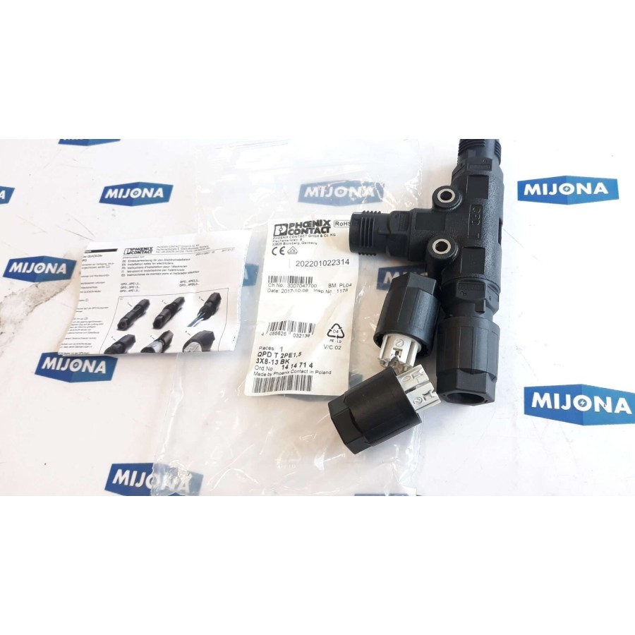 Phoenix Contact QPD T 2 PE1.5 3X8 13 BK 1414714 CABLE CONNECTION NEW OLD STOCK