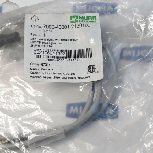 Murr Elektronik 7000 40001 2130100 M12 MALE M12 FEMALE STRAIGHT 1m GREY CABLE Murr Elektronik 7000 40001 2130100 M12 MALE M12 FEMALE STRAIGHT 1m GREY CABLE
