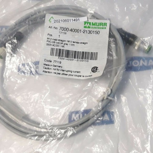 Murr Elektronik 7000 40001 2130150 M12 MALE FEMALE STRAIGHT 1.5m CABLE Murr Elektronik 7000 40001 2130150 M12 MALE FEMALE STRAIGHT 1.5m CABLE