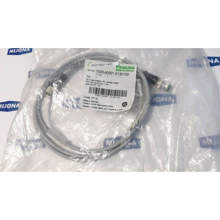 Murr Elektronik 7000 40001 2130150 M12 MALE FEMALE STRAIGHT 1.5m CABLE