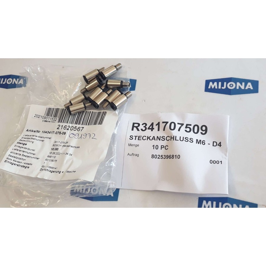 Rexroth bosch R341707509 STECKANSCHLUSS M6 D4 PRICE FOR 10PSC 8025396810 Rexroth bosch R341707509 STECKANSCHLUSS M6 D4 PRICE FOR 10PSC 8025396810