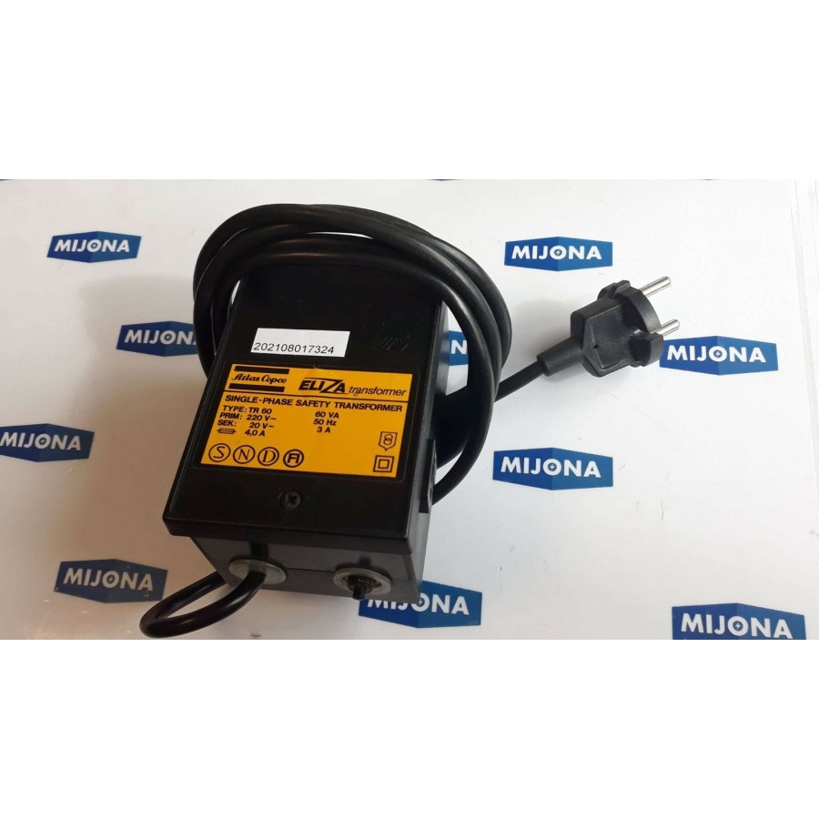 Atlas Copco TR60 ELIZA TRANSFORMER SINGLE PHASE SAFETY 220V 20V 4A 60VA 3A 50HZ Atlas Copco TR60 ELIZA TRANSFORMER SINGLE PHASE SAFETY 220V 20V 4A 60VA 3A 50HZ