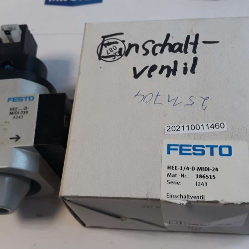FESTO HEE 1/4 D MIDI 24 186515 ON OFF valve SERIE J243 new old stock FESTO HEE 1/4 D MIDI 24 186515 ON OFF valve SERIE J243 new old stock